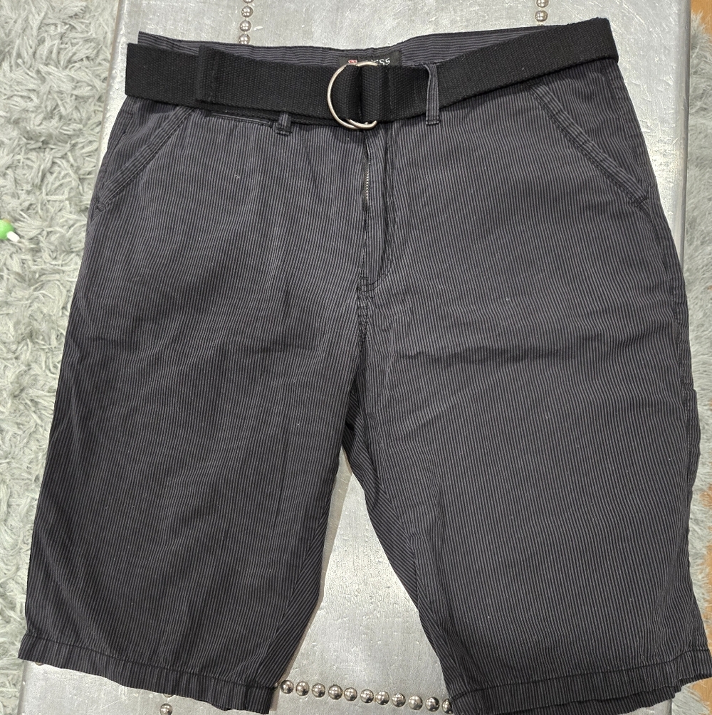 Guess Men's Black Pinstriped Shorts.